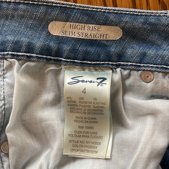 Seven jeans high rise slim straight, light wash, mild distressing - Picture 4 of 6